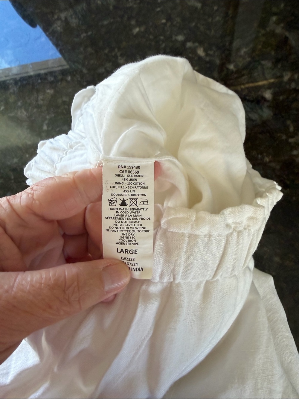 ELAN Linen & Cotton Blend White Lined Cargo Pull On Pants. SZ LG. Coastal. EUC - Picture 6 of 9